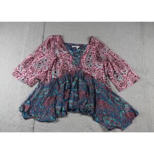 Floreat Anthropologie Blouse M Velvet Burnout Top Sheer Paisley Pullover Boho